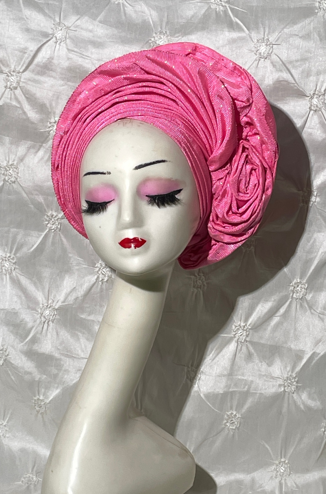 Bright pink pleated AutoGele with rose fold
