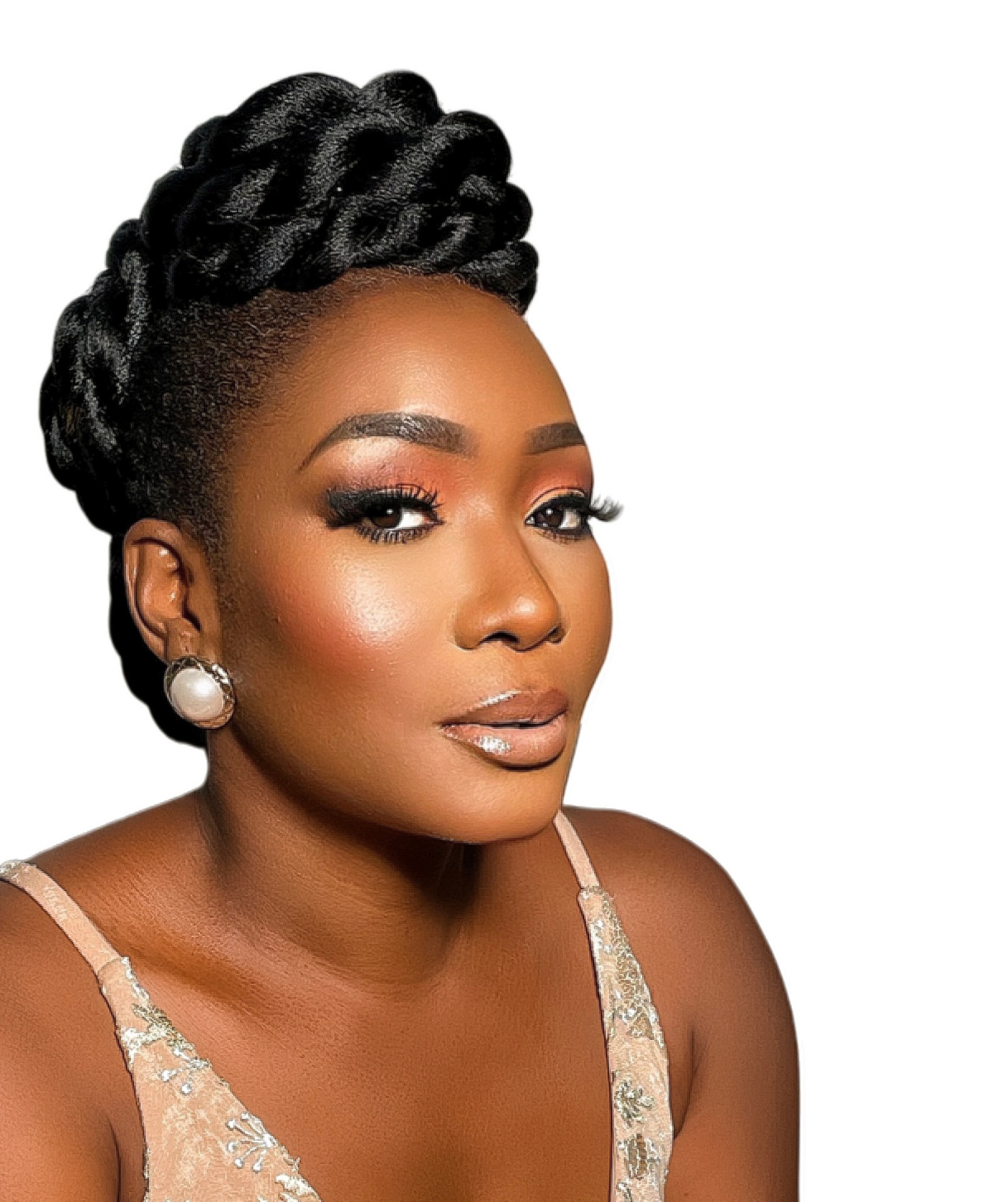 Twisted crown updo with soft glam