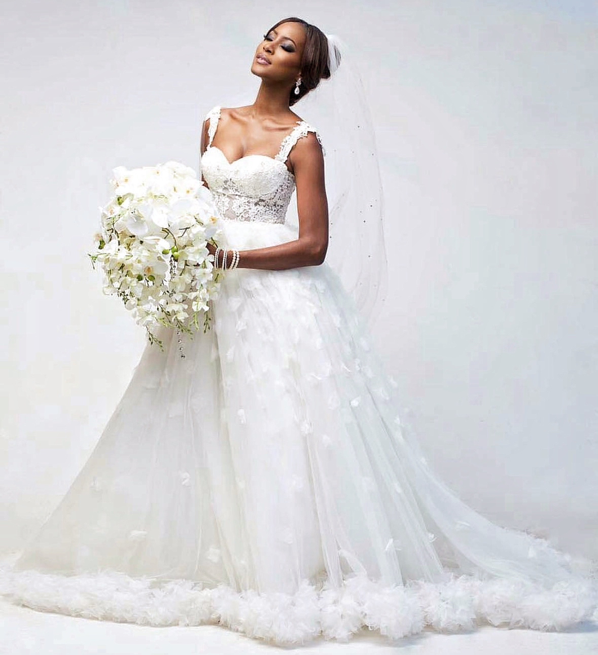 White wedding gown bridal portrait